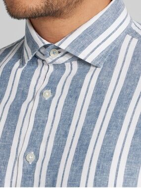 Joseph Abboud Blue and White Vertical Stripe Button-Down Shirt